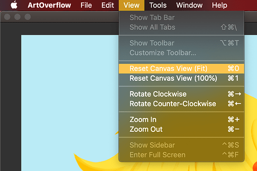 zoom to fit menu